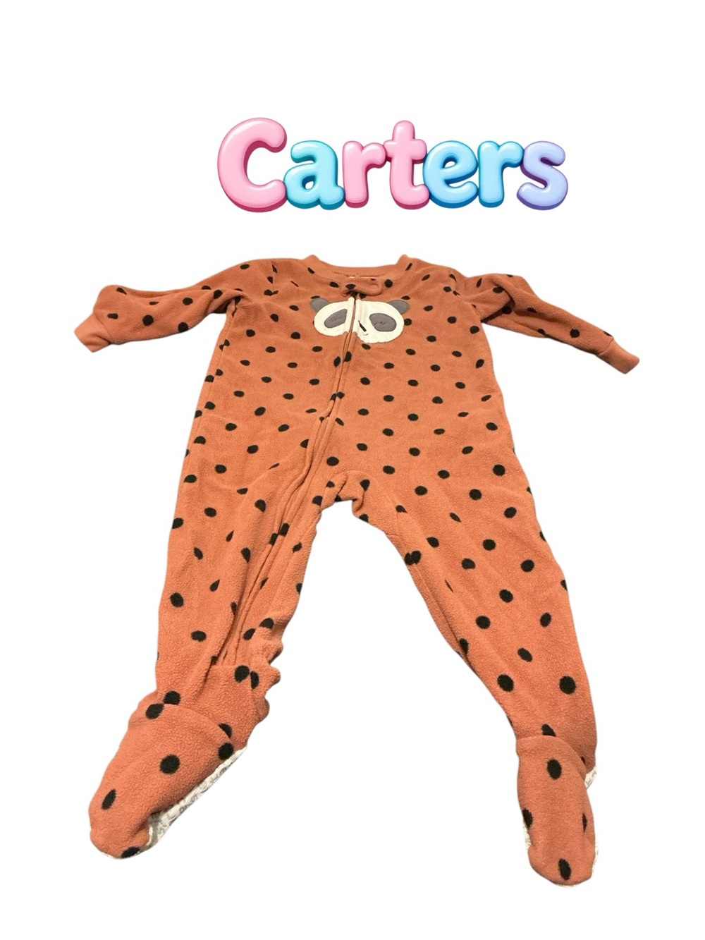 Carter's Rust with Black Polka Dot Footed One-Piece Pajama